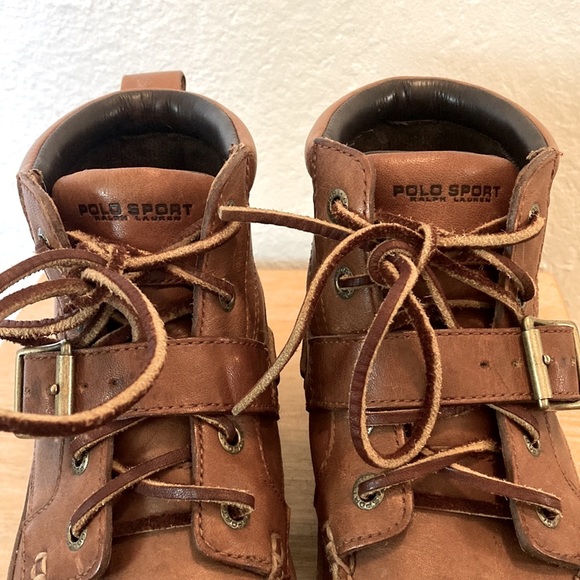 Genuine Brown Leather Ralph Lauren Polo Sport Boots - Picture 6 of 8